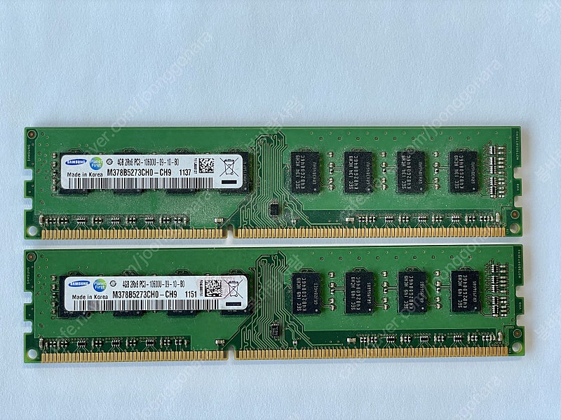 데스크탑용 삼성 DDR3 4GB 메모리 2개, 일괄