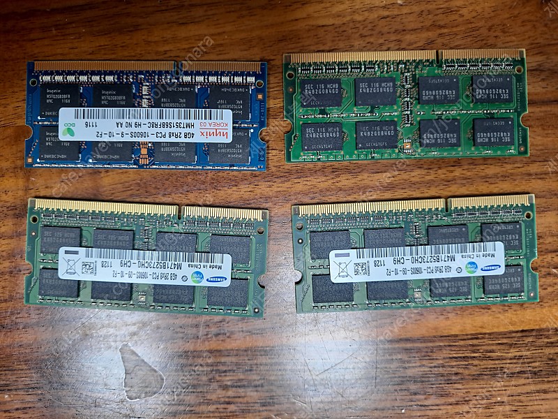 DDR3 PC3 10600 4G 4개, 택배비 포함