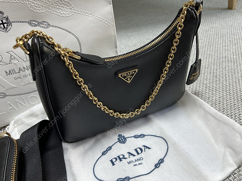 프라다 리에디션 가죽 숄더백 (사피아노 테스토 호보백) 강남신세계 구입 풀구성--2