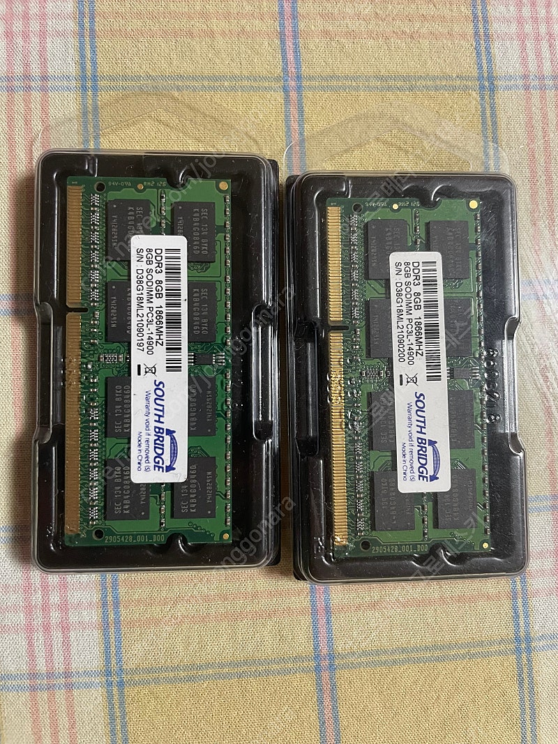 (2개)DDR3 8GB PC3L-14900 1866Mh