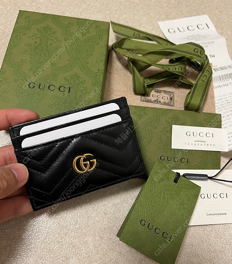[백화점 정품] 구찌 Gucci 마몬트 블랙 골드 마틀라세 여성 카드지갑