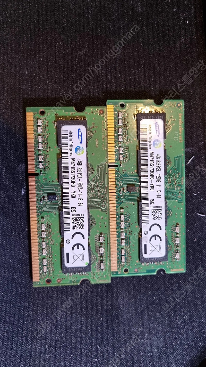 삼성ddr3 12800s 노트북램 4gb 두장 팝니다