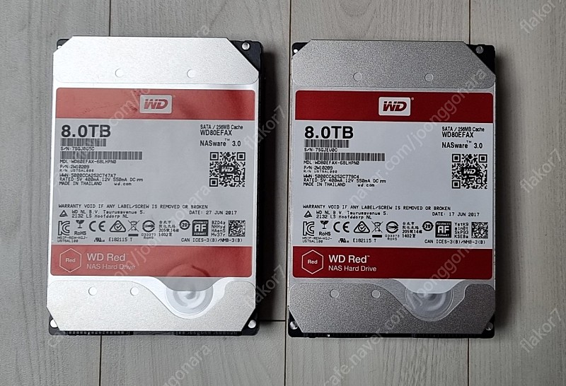 WD Red NAS 8TB 2개 판매합니다. (WD80EFAX)