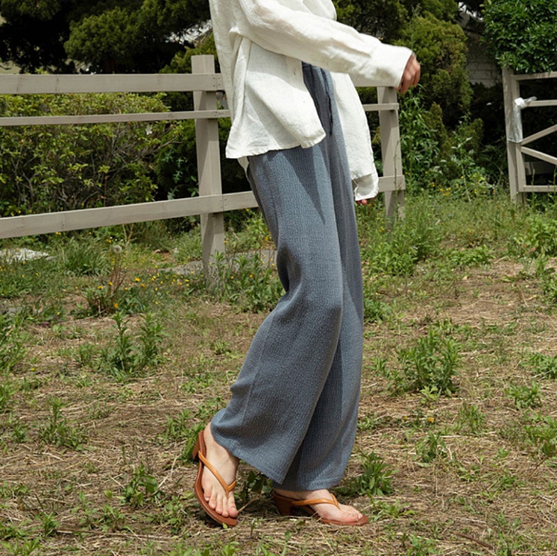 시야쥬 린넨 밴딩 팬츠 애쉬 블루 Linen Banding Pants