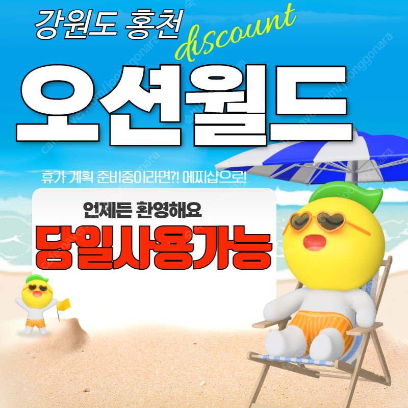 오션월드 티켓 입장권 구명조끼 락커 대명리조트 오션월드 비발디파크 오션월드 입장할인권 당일사용가능