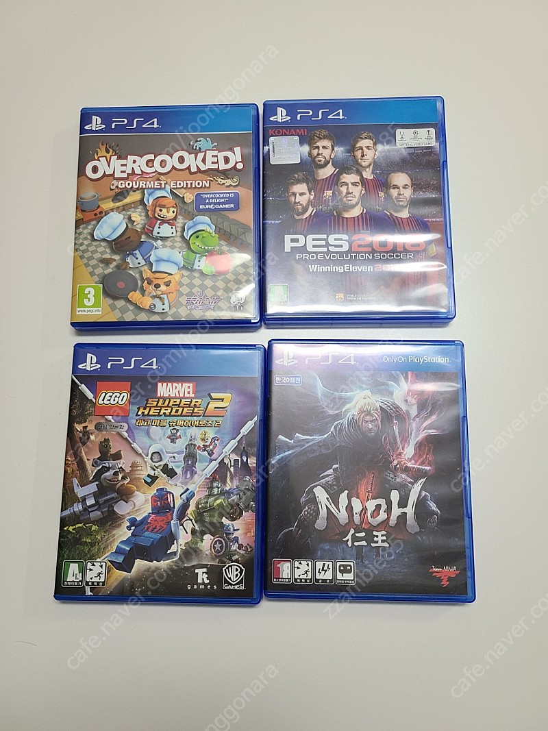 PS4 게임 판매 (인왕1, PES2018, 오버쿡드1 유럽판, 레고마블슈퍼히어로즈2)
