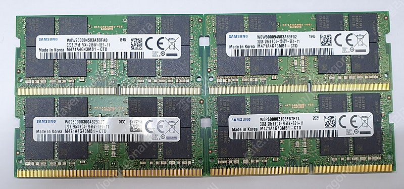 노트북 메모리 DDR4 PC4-21300 / 2,666Mhz 32Gb