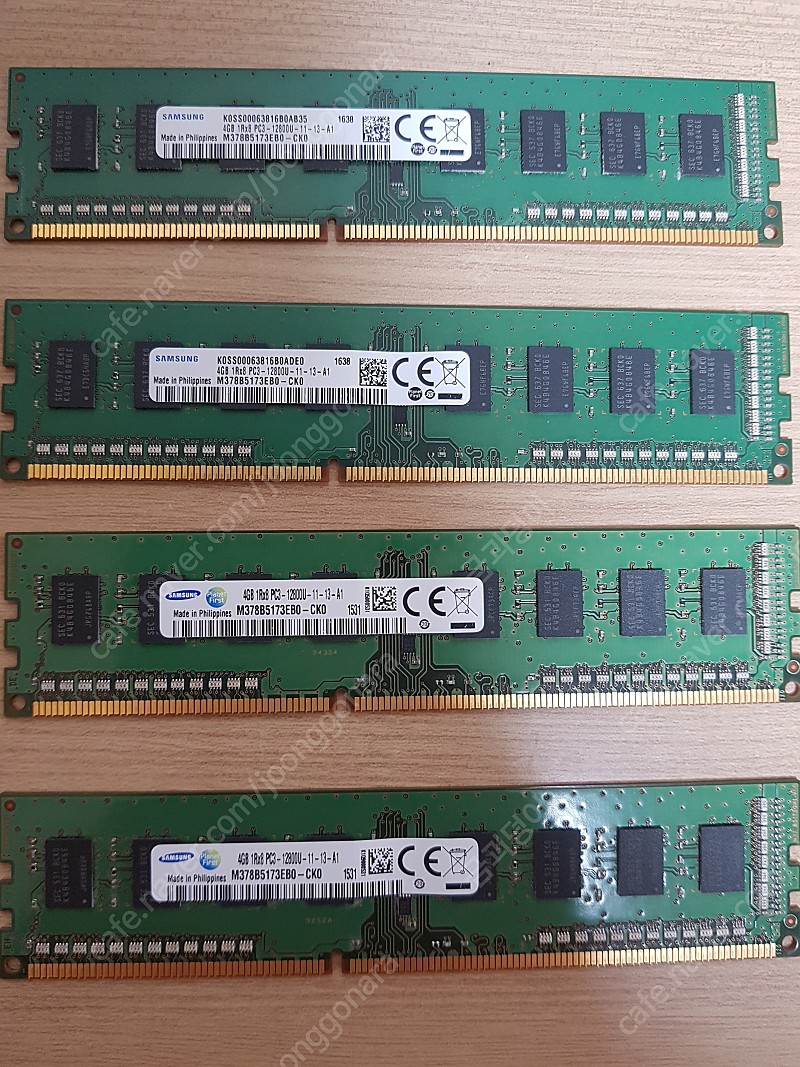 삼성 DDR3 PC3 12800u 4g 단면 램 4개 팝니다