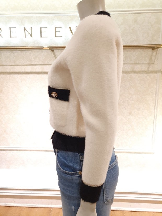 레니본 아옳이 샤넬 보석단추 가디건--3