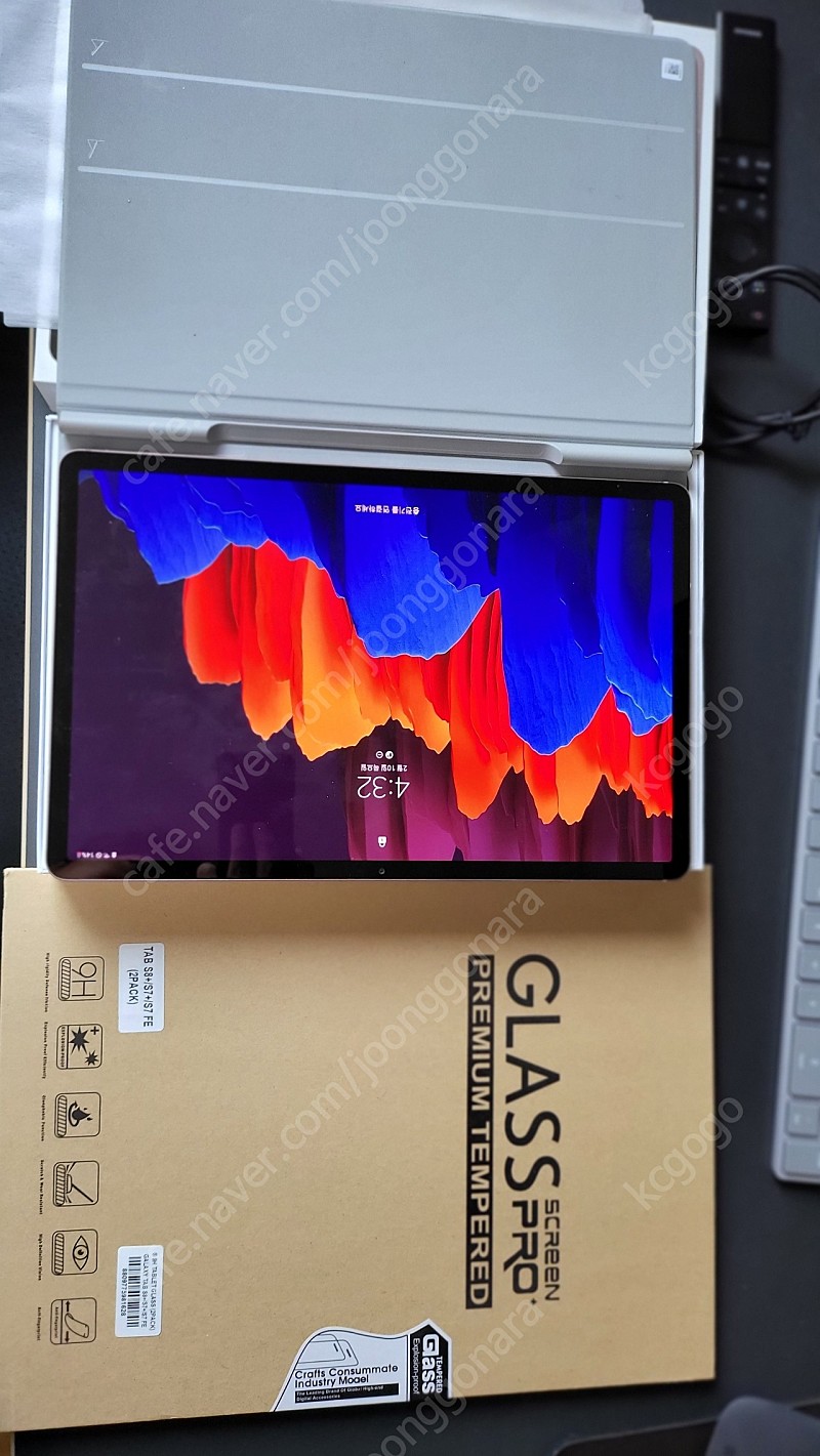 갤럭시탭s7 플러스 LTE 자급제 256G 정품케이스, 강화유리