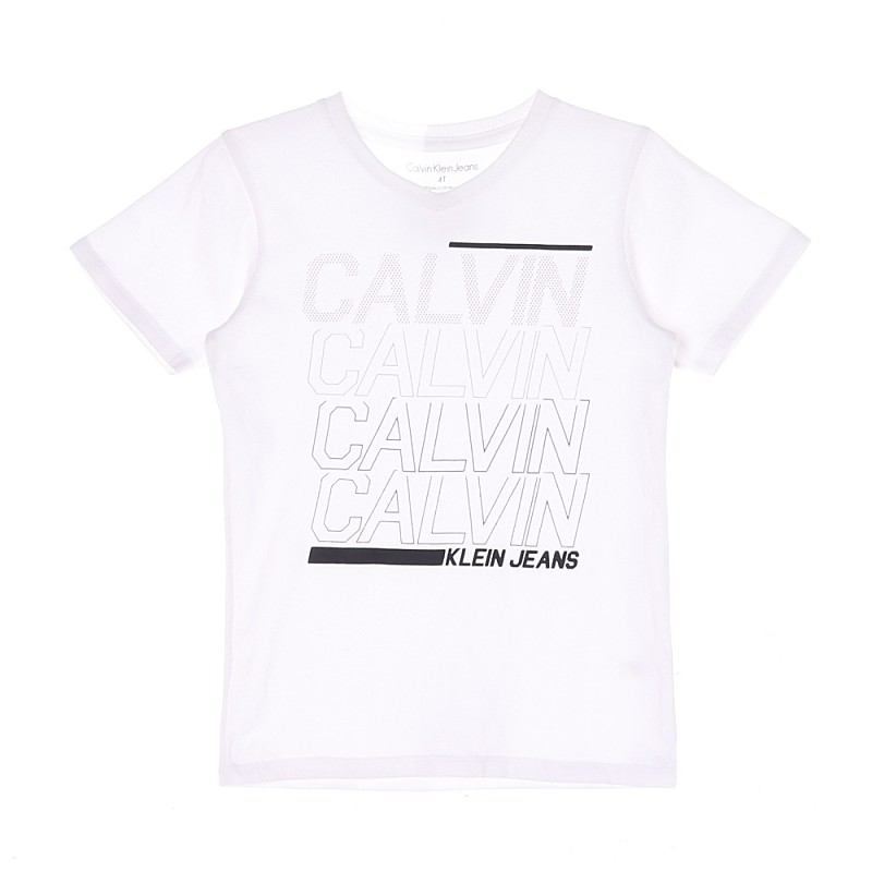 [4Y][캘빈클라인]Calvin Klein 남아 심플 화이트 키즈 티셔츠 [코너마켓]
