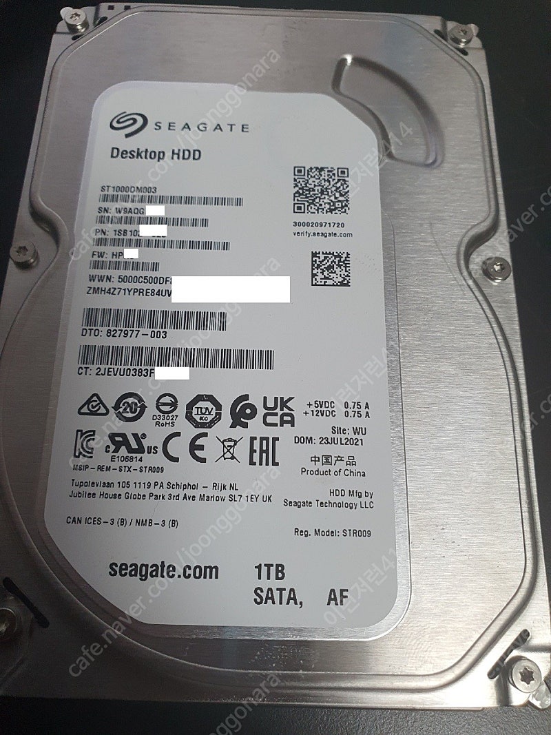 미사용 시게이트 1tb HDD 1테라 하드 SEAGATE 2021 1000DM003 3.5인치 7월 생산 택포 3.9만 전북 전주