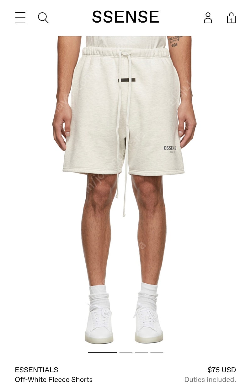 Essential 반바지 (Off-White Fleece Shorts) 판매-xxs