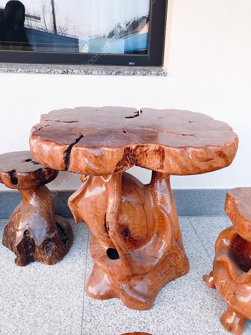 뿌리공예 원목 테이블 의자 세트