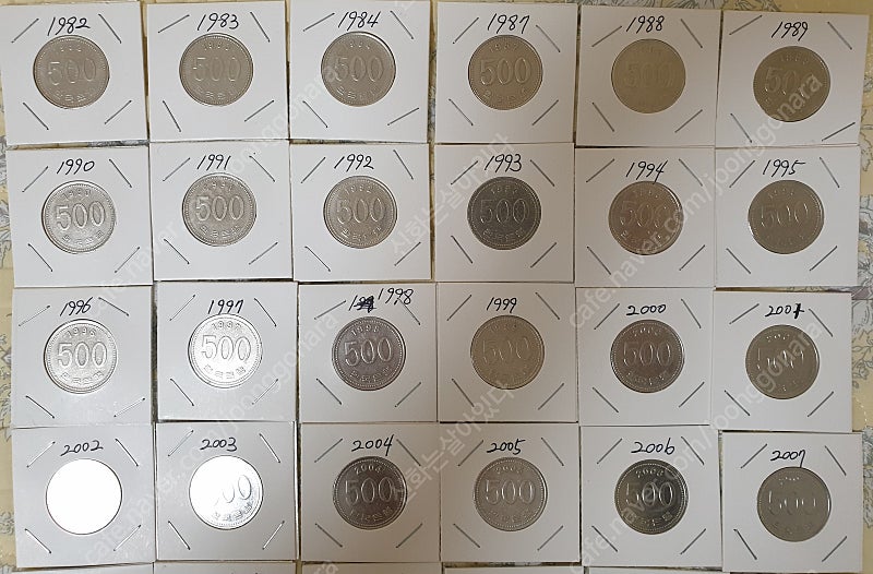 희귀년도 500원 줄세우기 1982년--2018년--1
