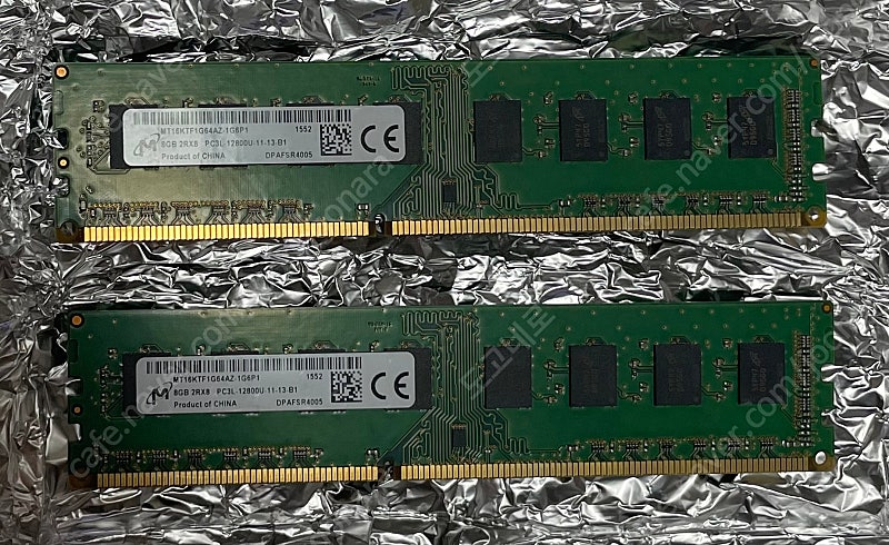 마이크론 DDR3 PC3L 12800U 양면 8기가 2개