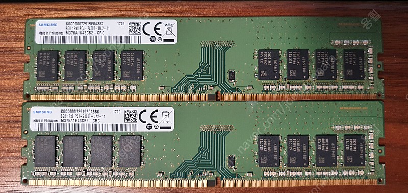 삼성 데스크탑용 DDR4 2400MHz(PC4-19200) 8gb램 2장