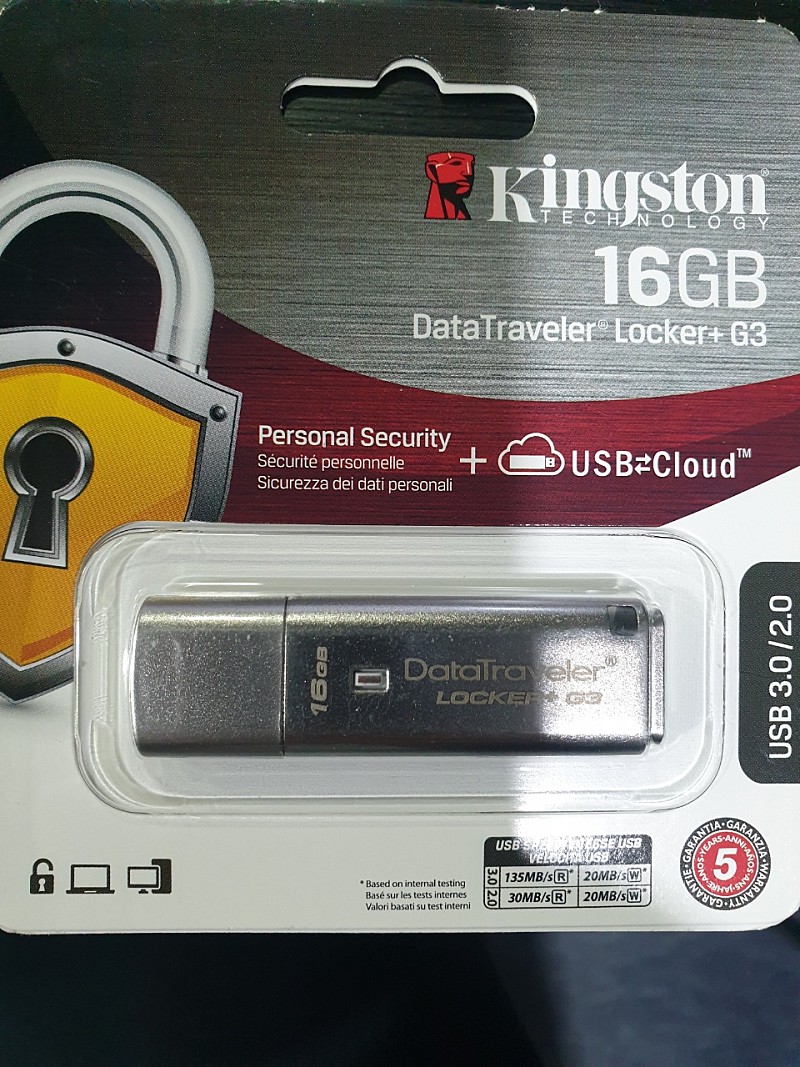 Kingston Data Digital Traveler Locker G3 3.0 개인 보안 자동 클라우드 백업 플래시 드라이브