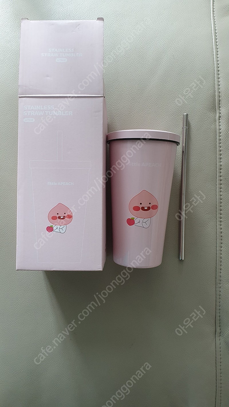 새상품 카카오프렌즈 어피치 스텐 빨대 텀블러