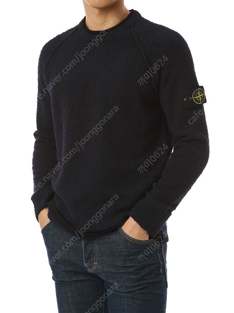 새상품 / STONE ISLAND 스톤아일랜드 Teddy Crew Neck Sweater Black 보카시 크루 넥 스웨터 블랙 / M사이즈(100)