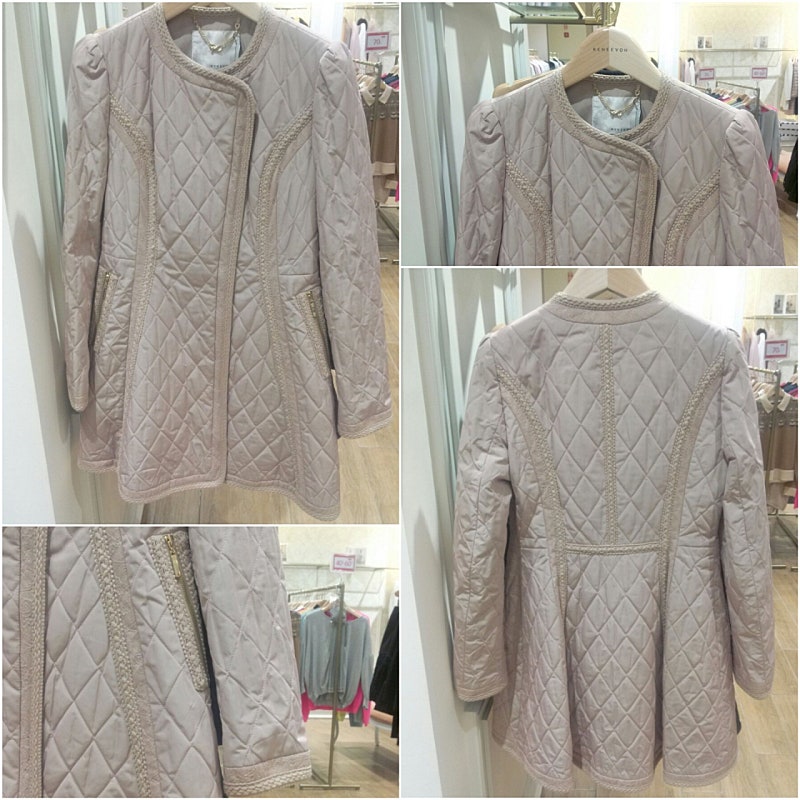 레니본 60만원대 샤넬 퀼팅 패딩 코트 핑크베이지--1