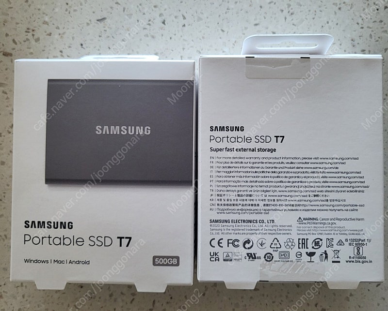 삼성 외장 SSD T7 500GB - 2개 있습니다. (미개봉,새제품)