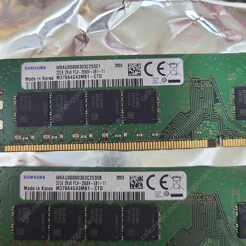 삼성 DDR4 32GB 21300 (2666Mhz) 2장