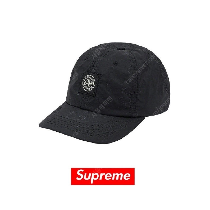 슈프림 X 스톤아일랜드 6패널 나일론 (블랙 컬러) 정품 새제품 모자