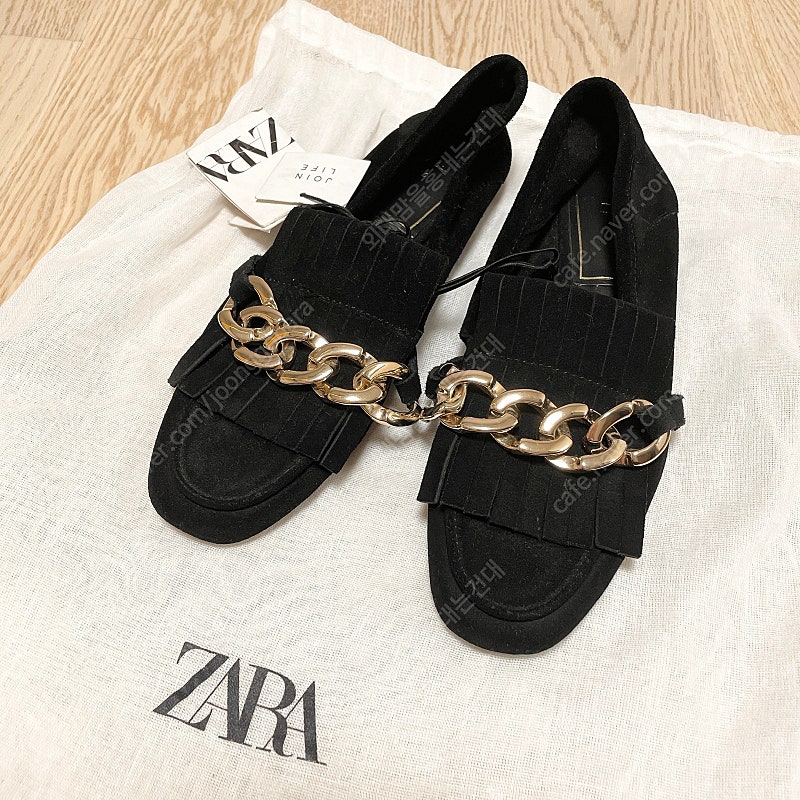 새상품) ZARA 자라 리얼레더 스웨이드 로퍼 235