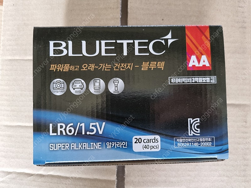 블루텍건전지 AA 사이즈 LR6 / 1.5V , 20판 상자