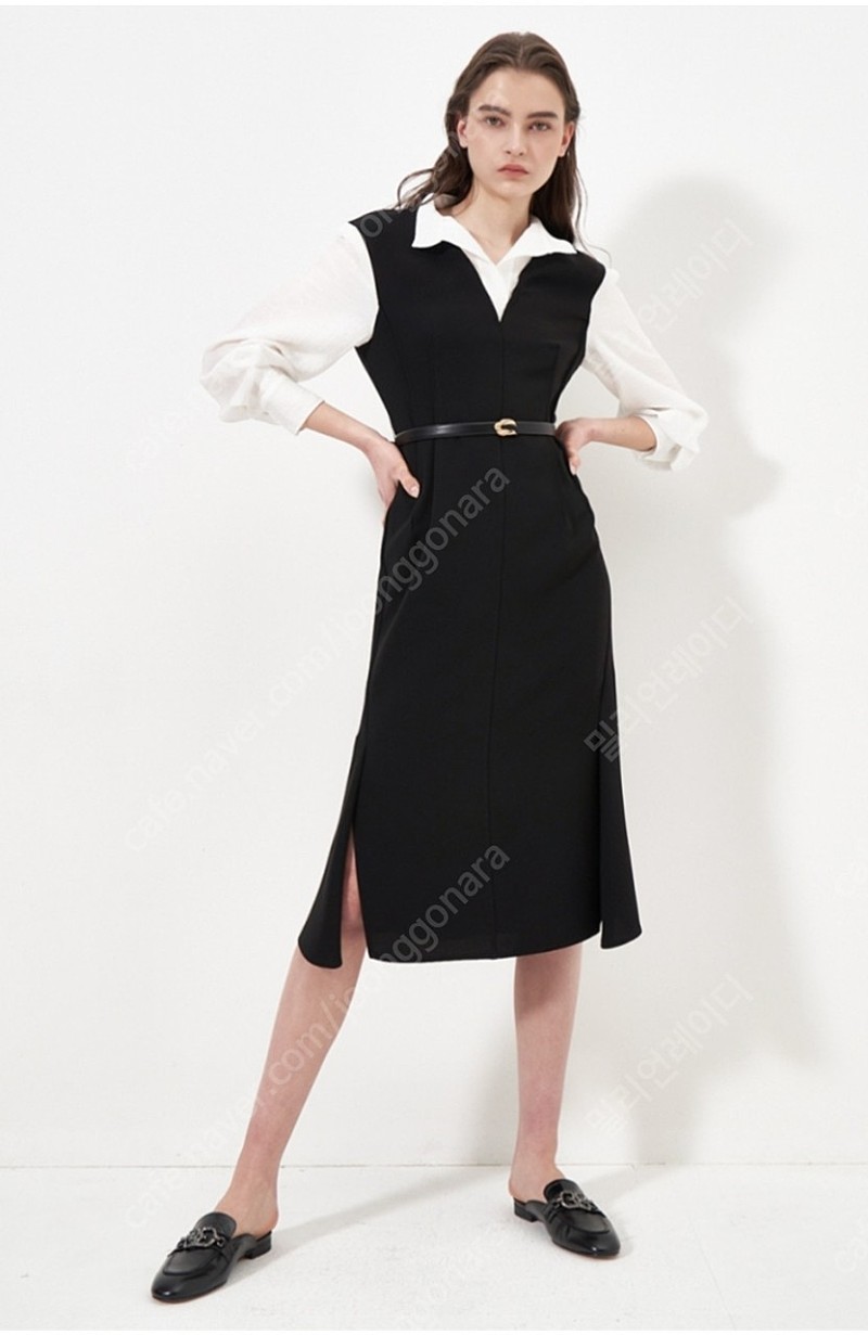 OBZEE/오브제 신상품 원피스 새옷 텍스쳐 블록 원피스 드레스 55사이즈