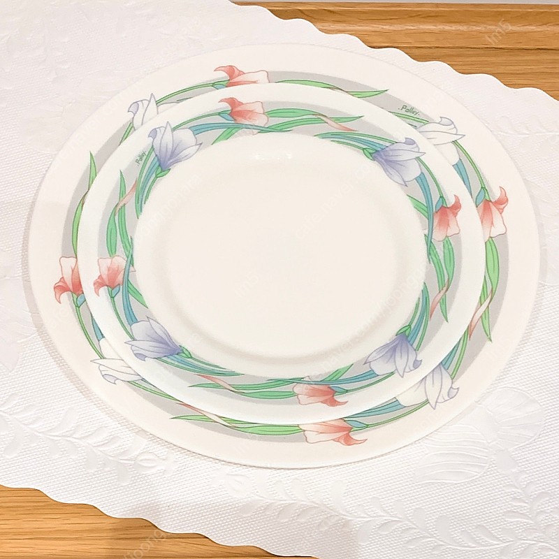 프랑스 아코팔 빈티지 튤립 꽃무늬 접시