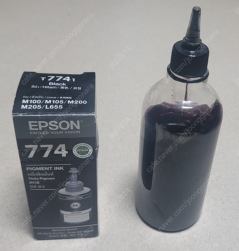 엡손 정품 잉크 774 140ml(미개봉품) + 대용량(사용품)