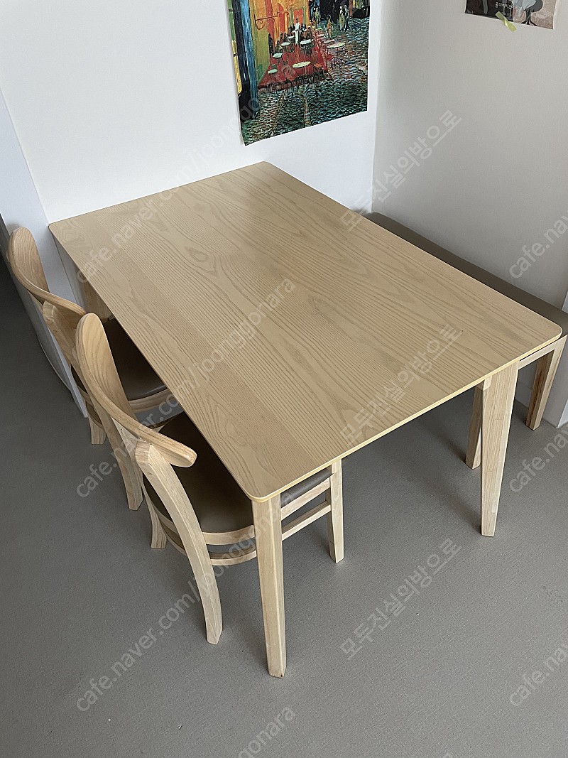 4인용 원목 식탁 테이블 의자 (벤치형 포함 3개)