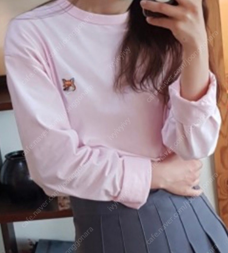 메종키츠네 남녀공용 긴팔티--1