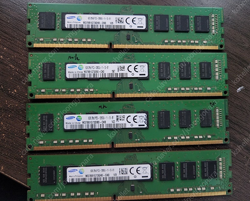PC용 삼성 정품 DDR3 PC3-12800U 8GB 양면 메모리 램 판매합니다.총 일괄 4개 구매시 9만원입니다. 1개당 25,000원입니다.천안 아산 직거래 하고 타지역은
