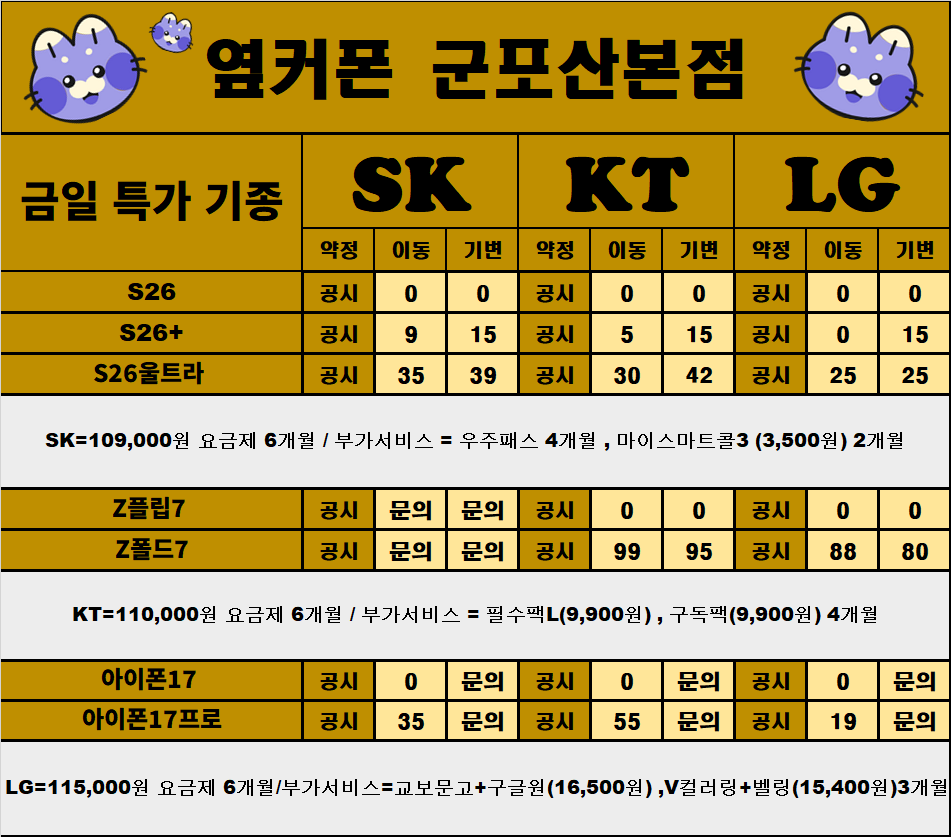 🌈 옆커폰 군포산본점 🔥 07월18일 정상영업중 🔥갤럭시S26 일반개통 진행중!! 🔥 전기종 최대할인!! 🔥 이미지