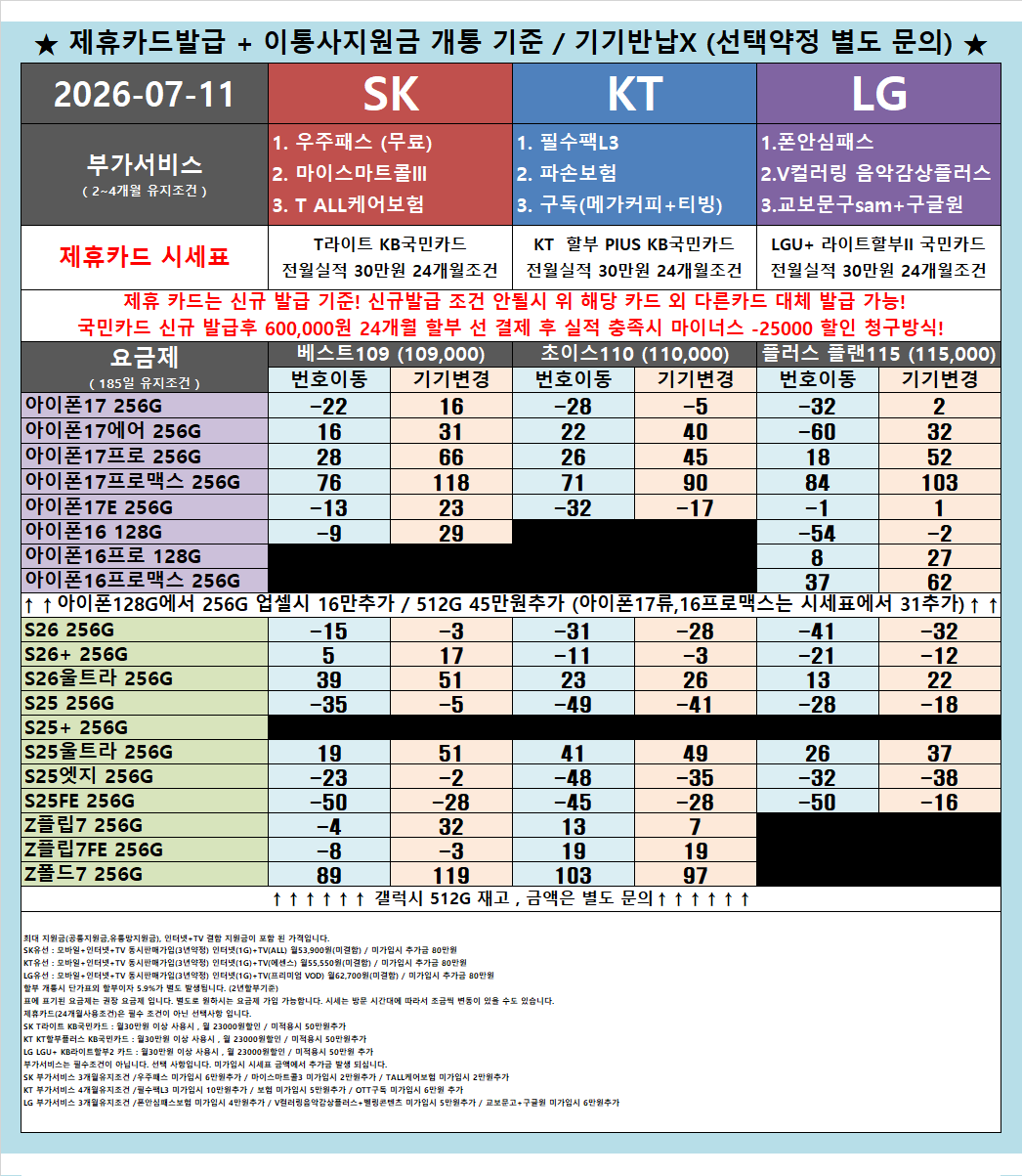 시세표 오픈 다른 매장 비교후 방문 주세요! 자신있습니다! 서울 용산구 옆커폰 청파점 7월 11일 정상 영업합니다! 이미지