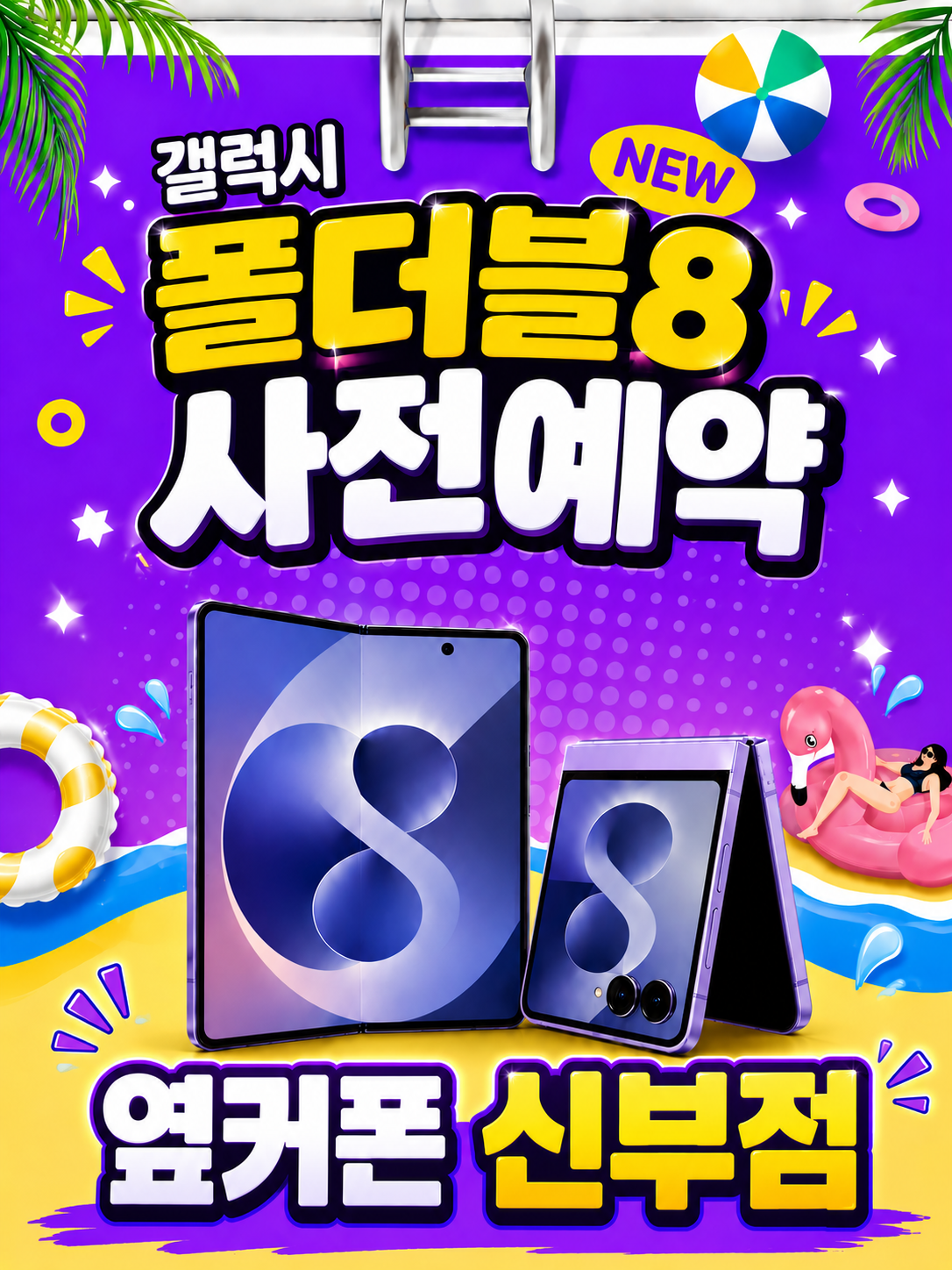 🌴🩵옆커폰 천안신부점🩵🌴 갤럭시 폴더블 8 사전예약 미리 받고 있습니다 ! 재고 확보 100프로 보장 🫧 256GB -> 512GB (더블 스토리지 확정 !! ✨) 부가적인 조건 없이, 휴대폰만 싸게 판매중 🙏 이미지
