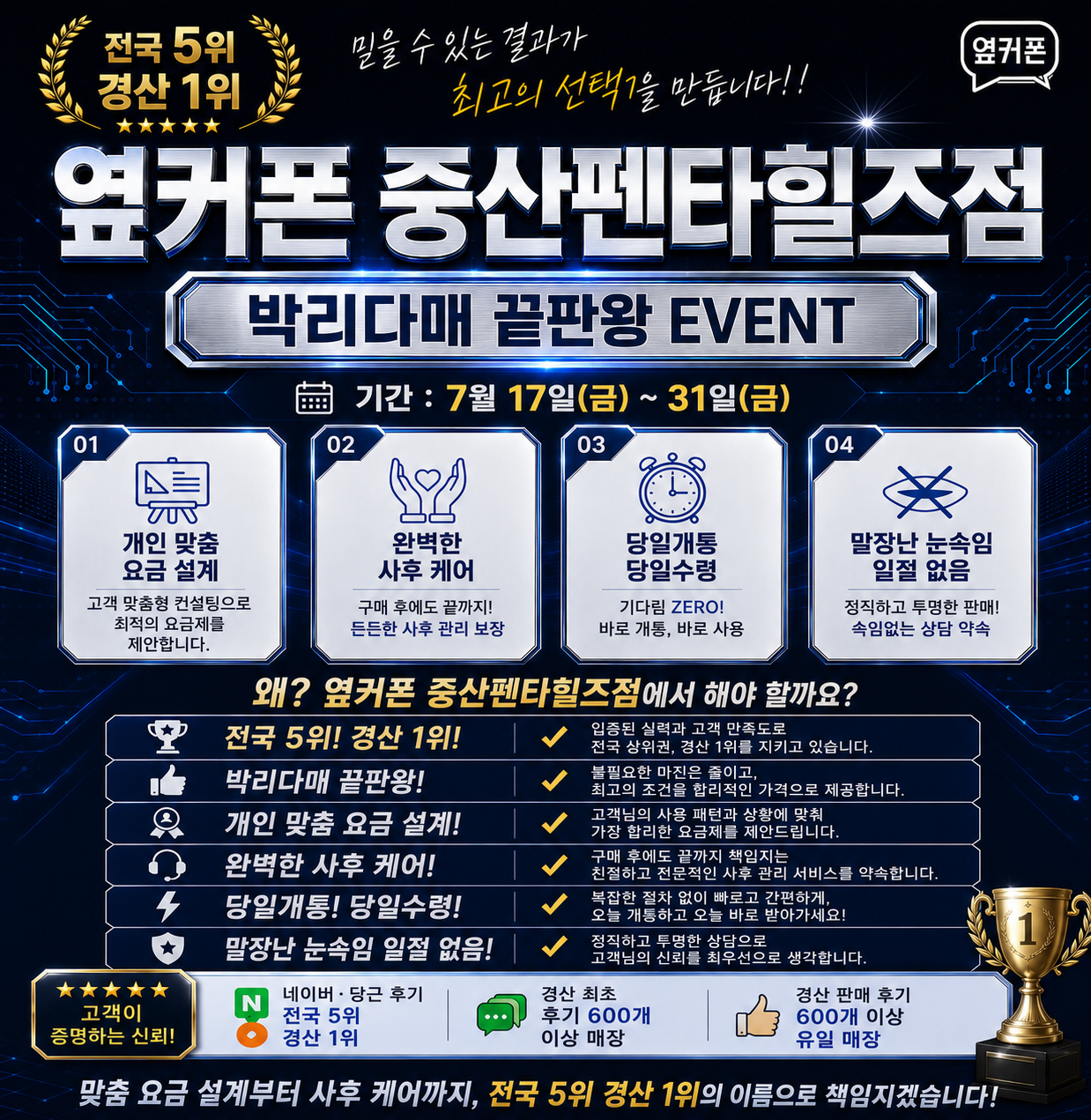 경산 판매량1위🔥 후기1위🔥 중산펜타힐즈점 특별한 혜택 7월 다퍼준다!! 특별이벤트 진행⚡️⚡️ 7월21일 화요일 정상영업 👍 당일개통👍 이미지