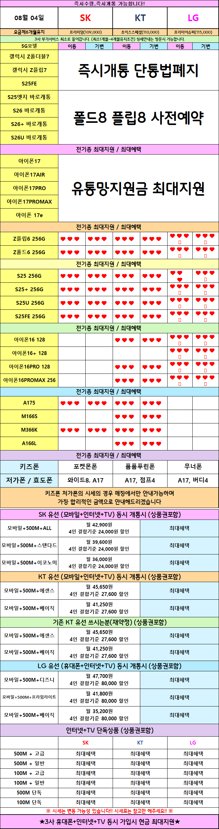 ❣️옆커폰 화곡역점 신규오픈❣️🌟8월4일 오늘하루 특가 U+이동시🌟🌸강서구 화곡동 휴대폰성지 🌸📱원하는 기종 최대 파격 지원!! 📱🚗주차가능🐶애견동반📞상담예약:010-7510-355 이미지