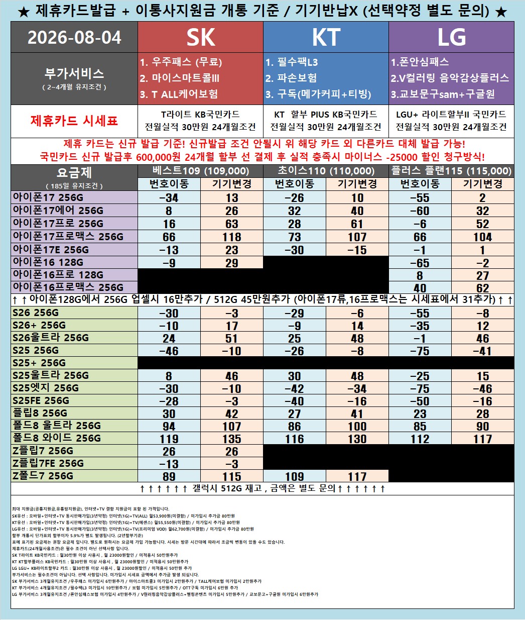 시세표 오픈 다른 매장 비교후 방문 주세요! 자신있습니다! 서울 용산구 옆커폰 청파점 8월 4일 정상 영업합니다! 이미지