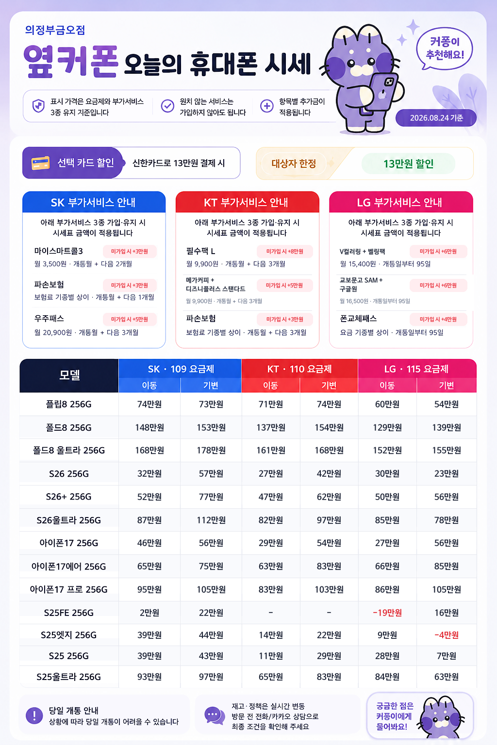 🔥🔥 옆커폰 의정부금오점｜플립8·폴드8 개통 시작! 갤럭시·아이폰 8/24 시세 공개🔥🔥 이미지