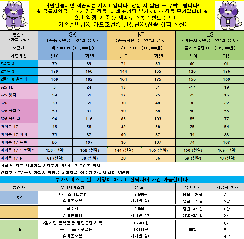 [옆커폰 동래역점] 8월 28일 시세표 / 폴더블8 즉시 개통!!! / 불필요한 부가서비스 X (제휴카드 미적용) / 인터넷+TV 최대지원!! / 정책추가!!! / 연중무휴 !!!