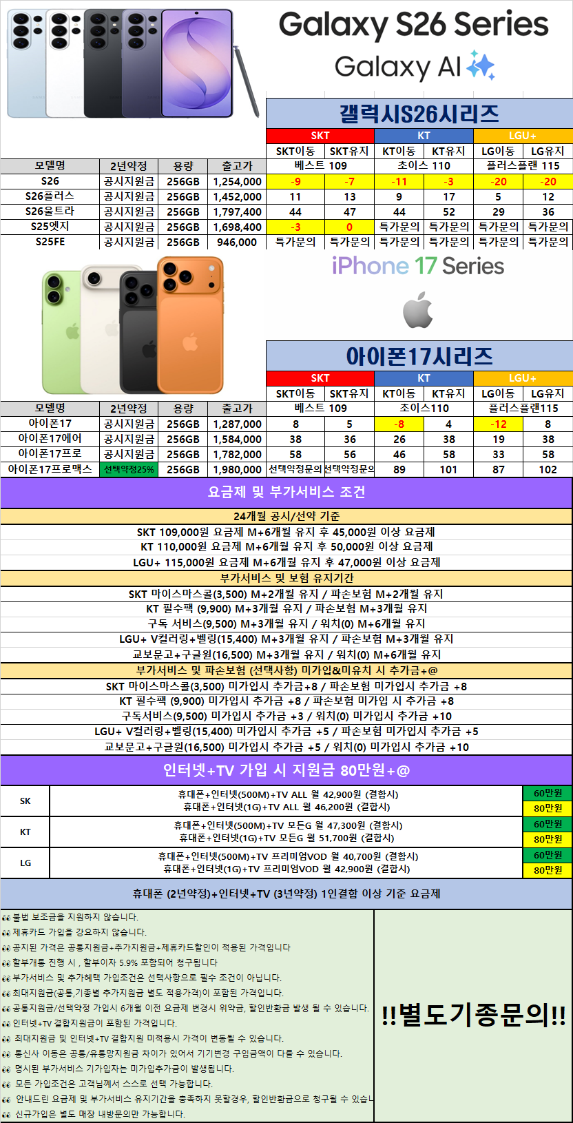 📱 대구 휴대폰성지 용산점 옆커폰 09월 09일 📱 🚨 시세표 🚨 🟪 아이폰18 사전예약 9월10일 언팩 🟪 폴더블8시리즈 S26시리즈 즉시개통 💸 인터넷+TV 💸