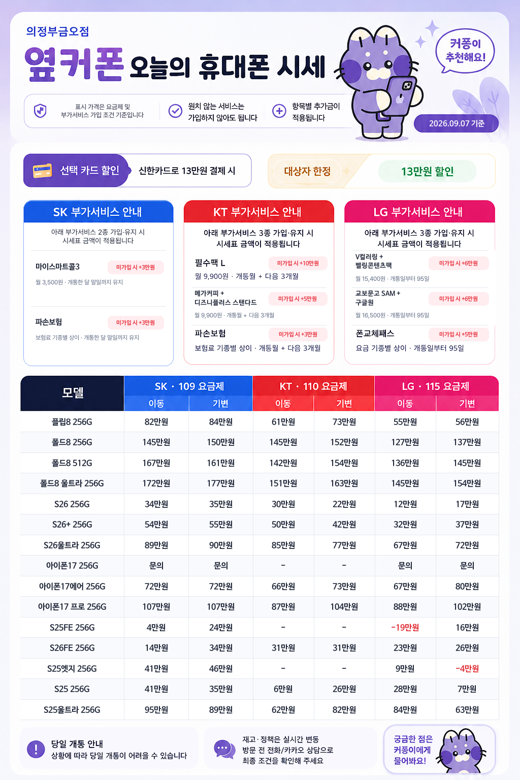 🔥🔥 옆커폰 의정부금오점｜플립8·폴드8 개통 시작! 갤럭시·아이폰 9/7 시세 안내🔥🔥 이미지