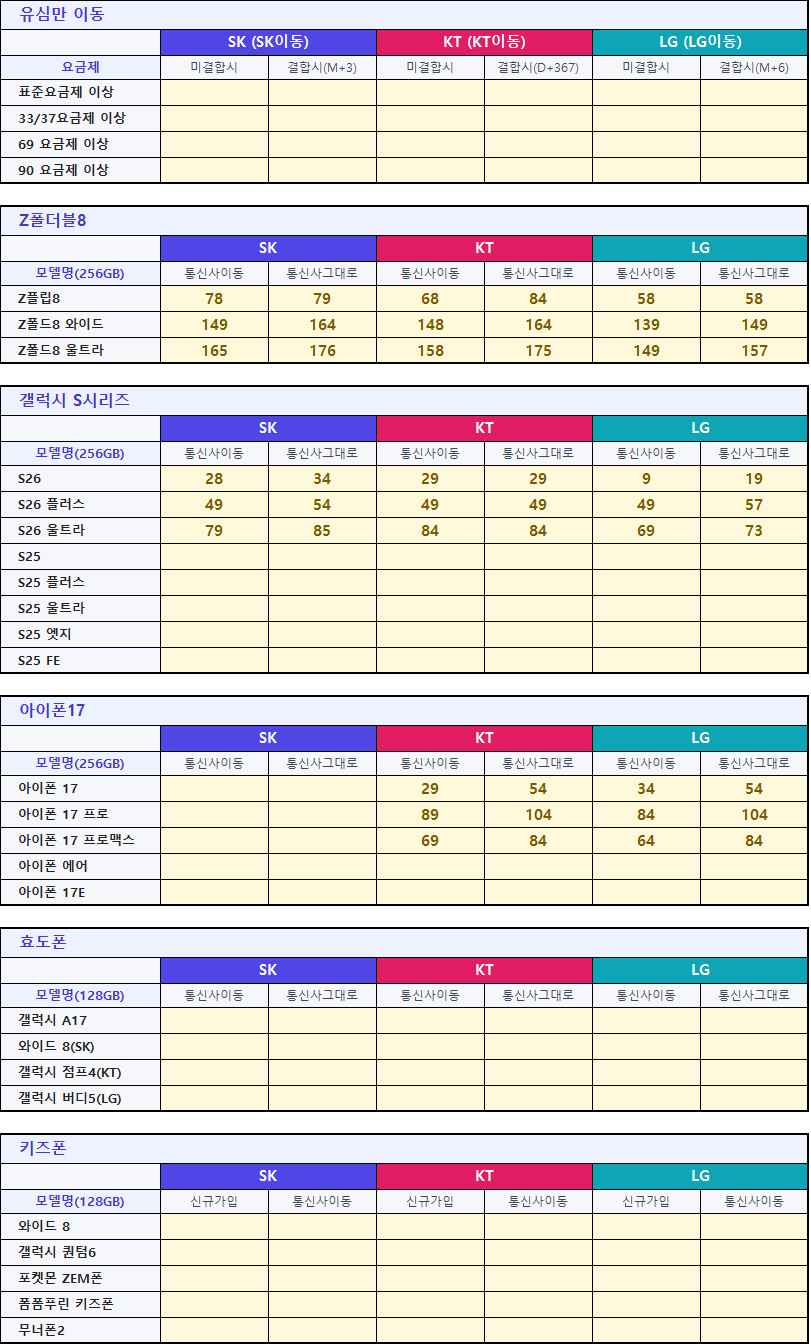 ---옆커폰제주점 26년09월07일 3사 특가 시세표--- 에어컨 파워냉방입니다 !시원한 음료랑 함께 쾌적한 상담 받고 가세요! / 이미지