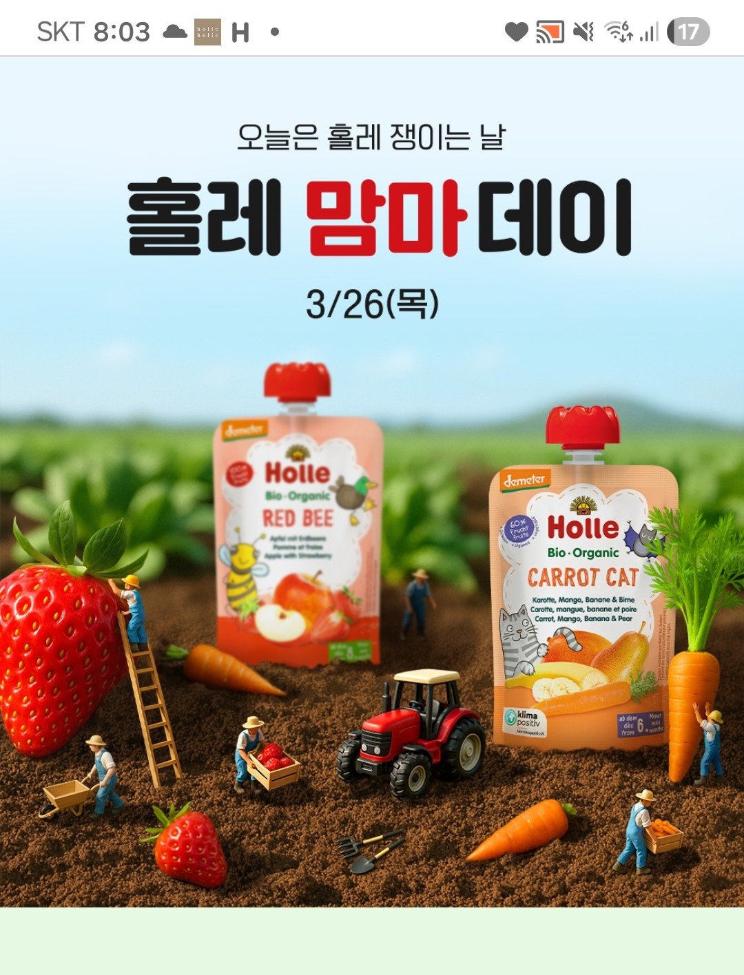 홀레 유기농분유 7개세트 1개월분 19000원대 가격인상 전 마지막 핫딜!!